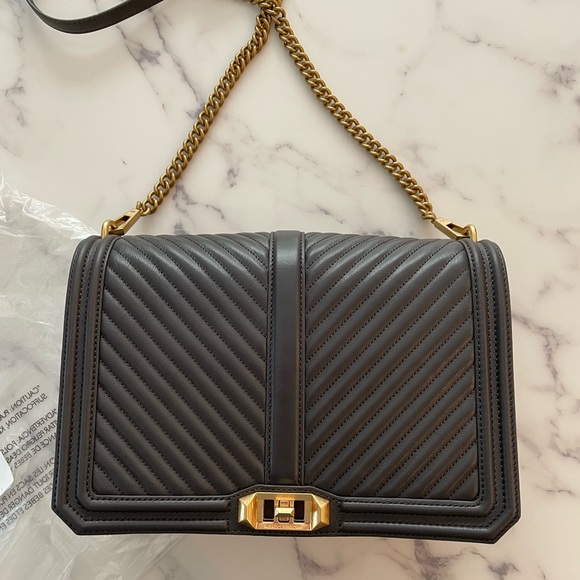 Rebecca Minkoff Chevron Quilted Jumbo Love Crossbody in SOLD OUT COLOR: GRAPHITE - Picture 8 of 9